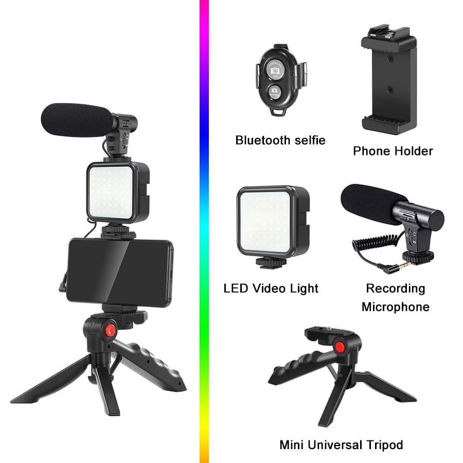 Vlogging Kit With Tripod LED Video Light And Phone Holder